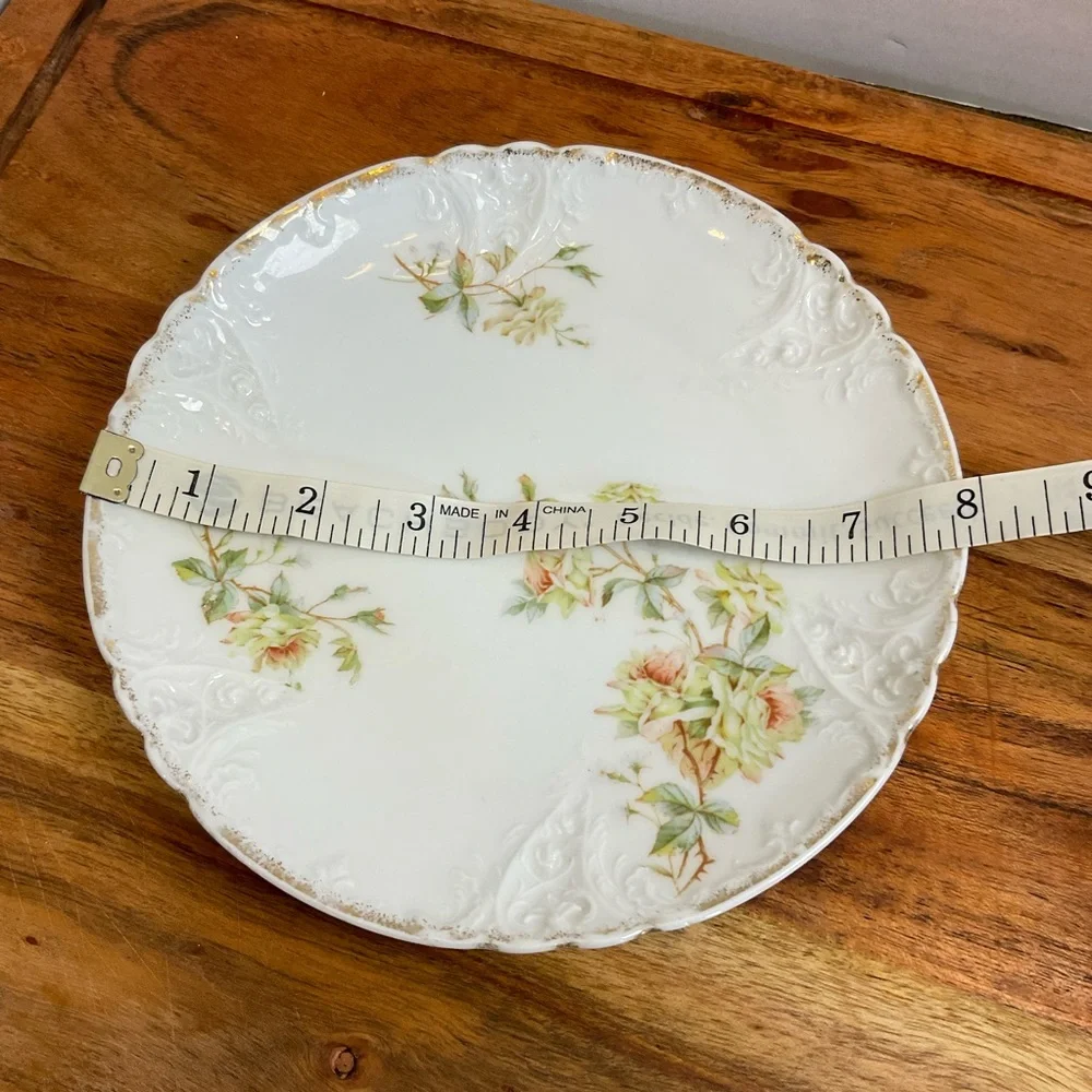 Antique Carl Tielsch C.T. Germany 8” Embossed Floral Porcelain Salad Plate